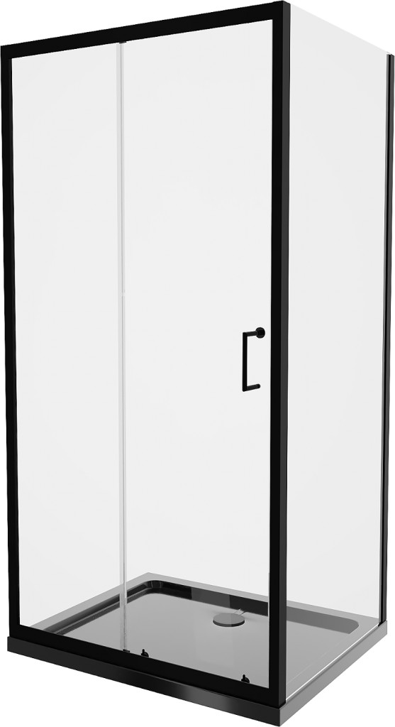 MEXEN/S Apia Sprchový kout 110x90 cm, transparent, černá + vanička se sifonem 840-110-090-70-00-4070B