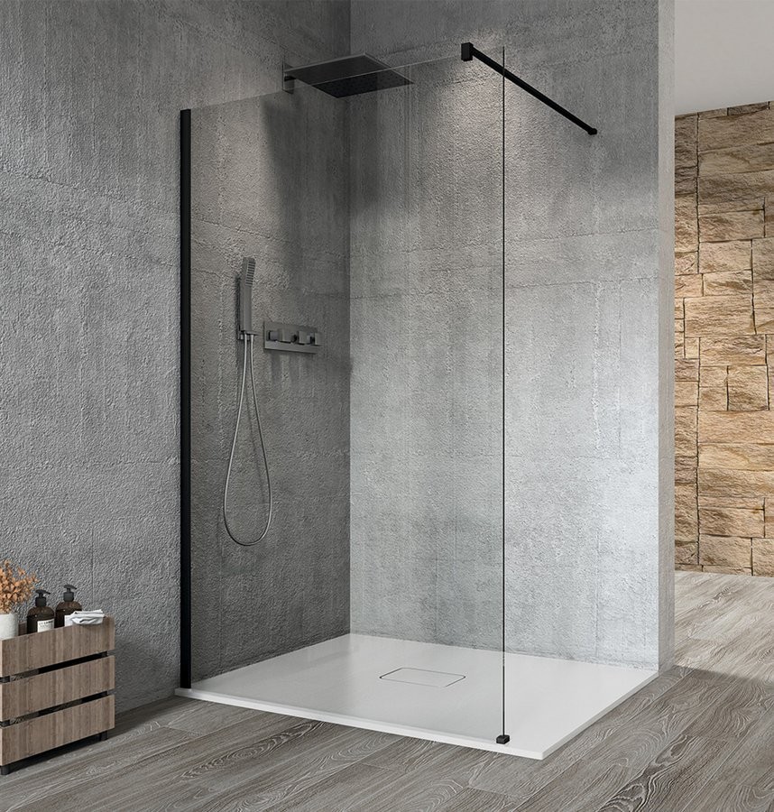 Levně GELCO VARIO BLACK jednodílná sprchová zástěna k instalaci ke stěně, čiré sklo, 1100 GX1211GX1014