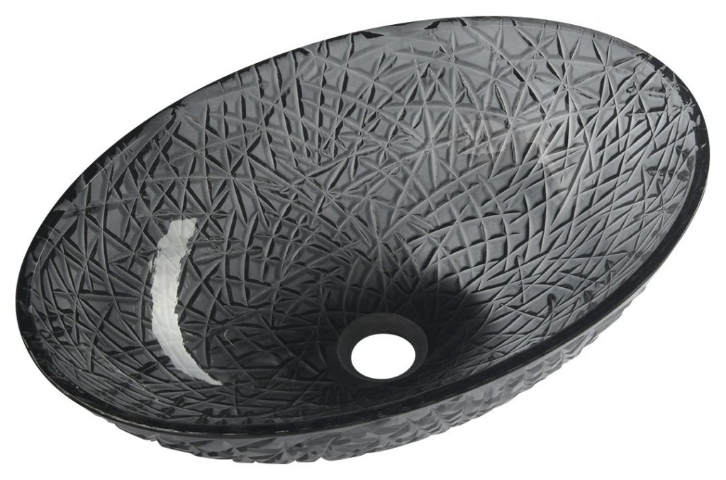 SAPHO PURUS skleněné gravírované umyvadlo na desku, 50x36 cm, černá TY305SG
