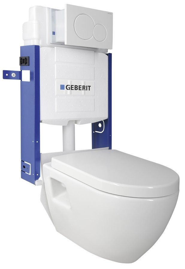 SAPHO Závěsné WC Nera s podomítkovou nádržkou a tlačítkem Geberit, bílá WC-SADA-17