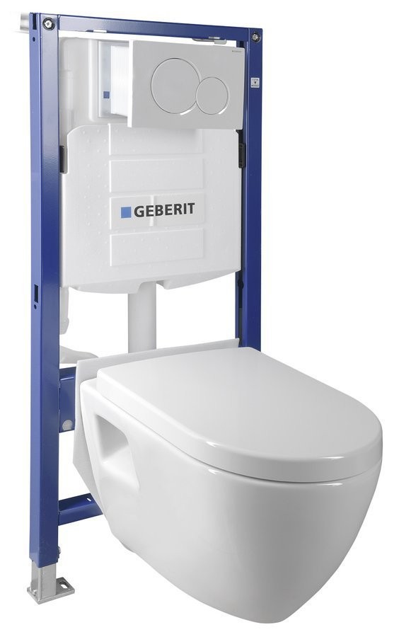 SAPHO Závěsné WC Nera s podomítkovou nádržkou do sádrokartonu a tlačítkem Geberit, bílá WC-SADA-16
