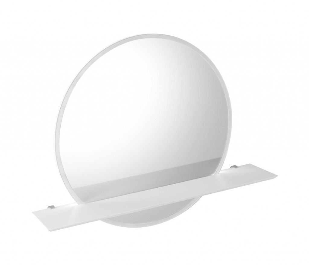 SAPHO VISO kulaté zrcadlo s LED osvětlením a policí ø 60cm, bílá mat VS060-01