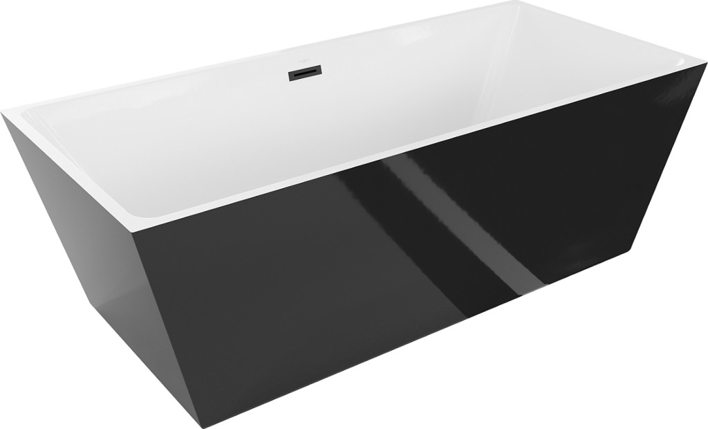 MEXEN Lita vana volně stojící 170x75 cm, bílá/černá, černý sifon 52121707575-B