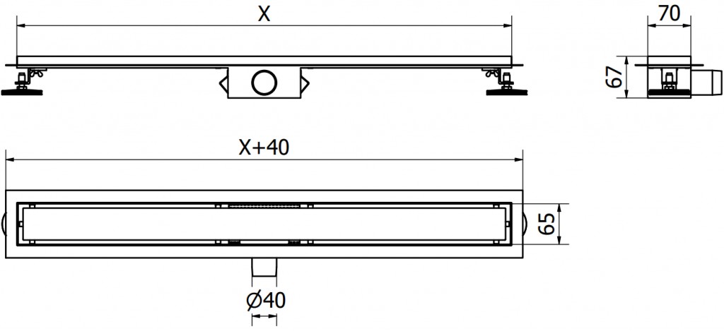 MEXEN - Flat odtokový žlab bez roštu  50 cm chrom (1015050)