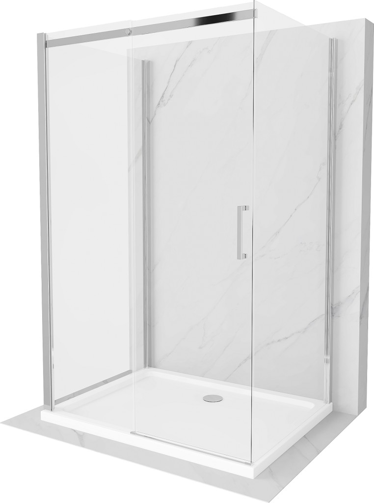 Levně MEXEN/S OMEGA sprchový kout 3-stěnný 140x100, transparent, chrom + vanička včetně sifonu 825-140-100-01-00-3s-4010
