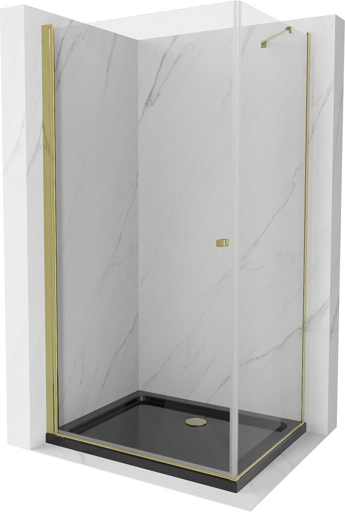 MEXEN/S Pretoria sprchový kout 100x90 cm, transparent, zlatá + sprchová vanička včetně sifonu 852-100-090-50-00-4070G