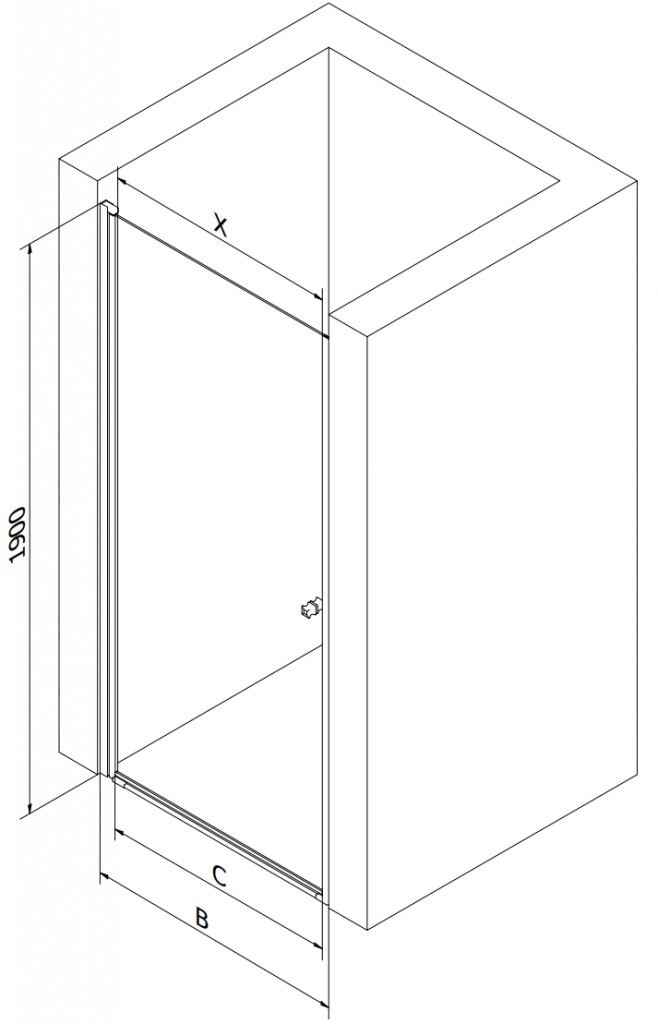 MEXEN - Pretoria Sprchové dveře křídlové 70 cm, transparent, černá se stěnovým profilem (852-070-000-70-00)