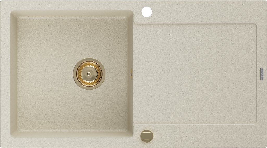 MEXEN/S Leo granitový dřez 1 s odkapávačem 900x500 mm, béžová,+ zlatý sifon 6501901010-69-G