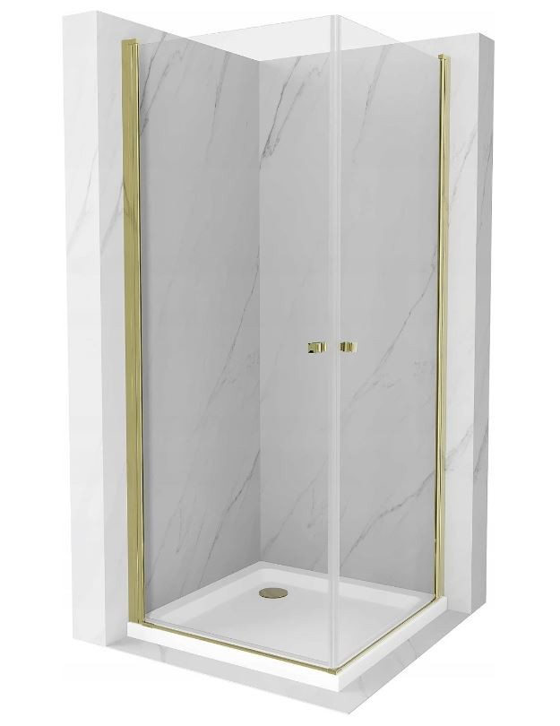 MEXEN/S PRETORIA duo sprchový kout 70 x 70, transparent, zlatá + vanička včetně sifonu 852-070-070-50-02-4010G