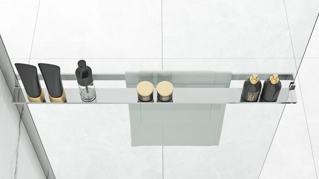 REA - Držák na ručníky s poličkou pro sprchovou zástěnu chrom (HOM-08945)