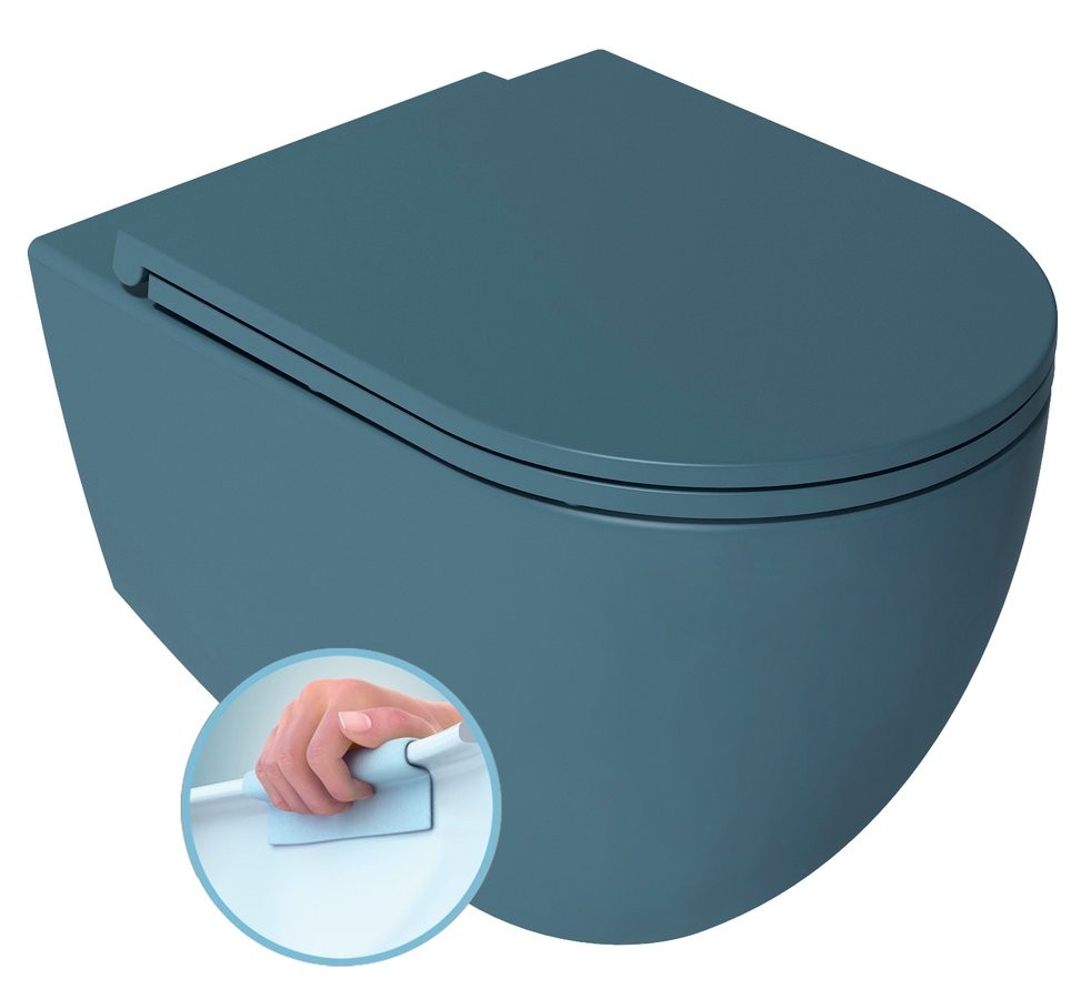 ISVEA INFINITY závěsná WC mísa, Rimless, 36,5x53cm, zelená petrol 10NF02001-2P