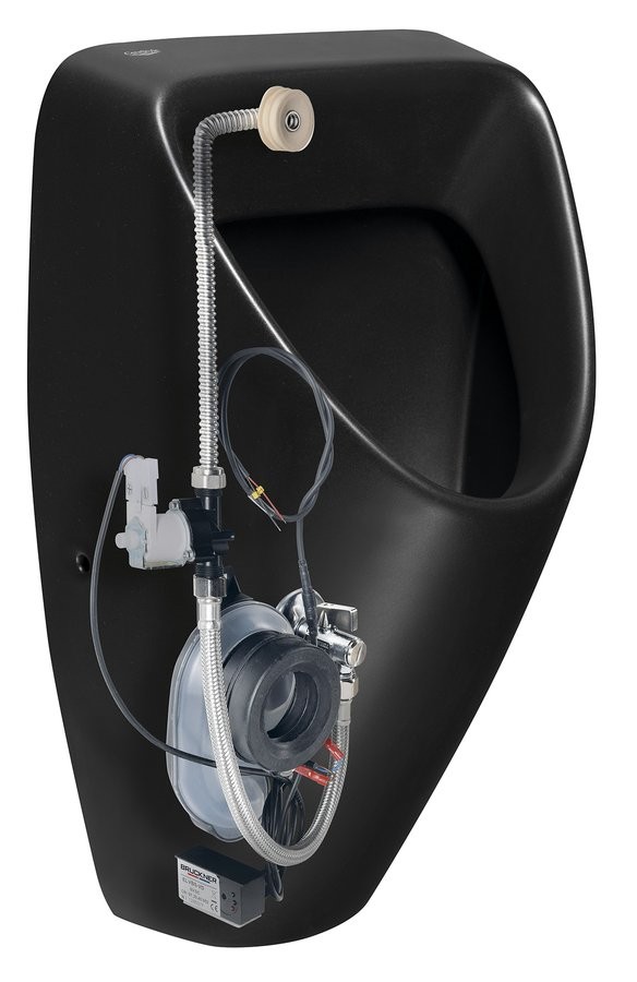 Levně Bruckner SCHWARN urinál s automatickým splachovačem 6V DC, zadní přívod, zadní odpad, černá matná 201.722.6