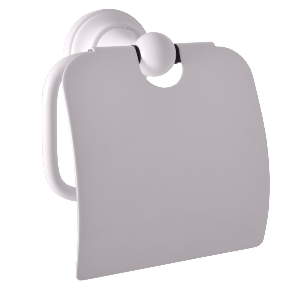 SLEZAK-RAV Držák toaletního papíru s krytem bílý Koupelnový doplněk MORAVA RETRO, Barva: bílá MKA0400B
