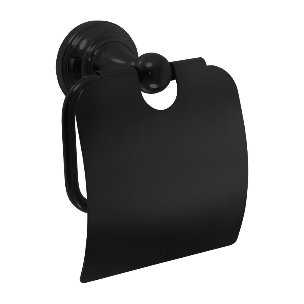 SLEZAK-RAV Držák toaletního papíru s krytem černá matná Koupelnový doplněk MORAVA RETRO, Barva: černá matná MKA0400CMAT