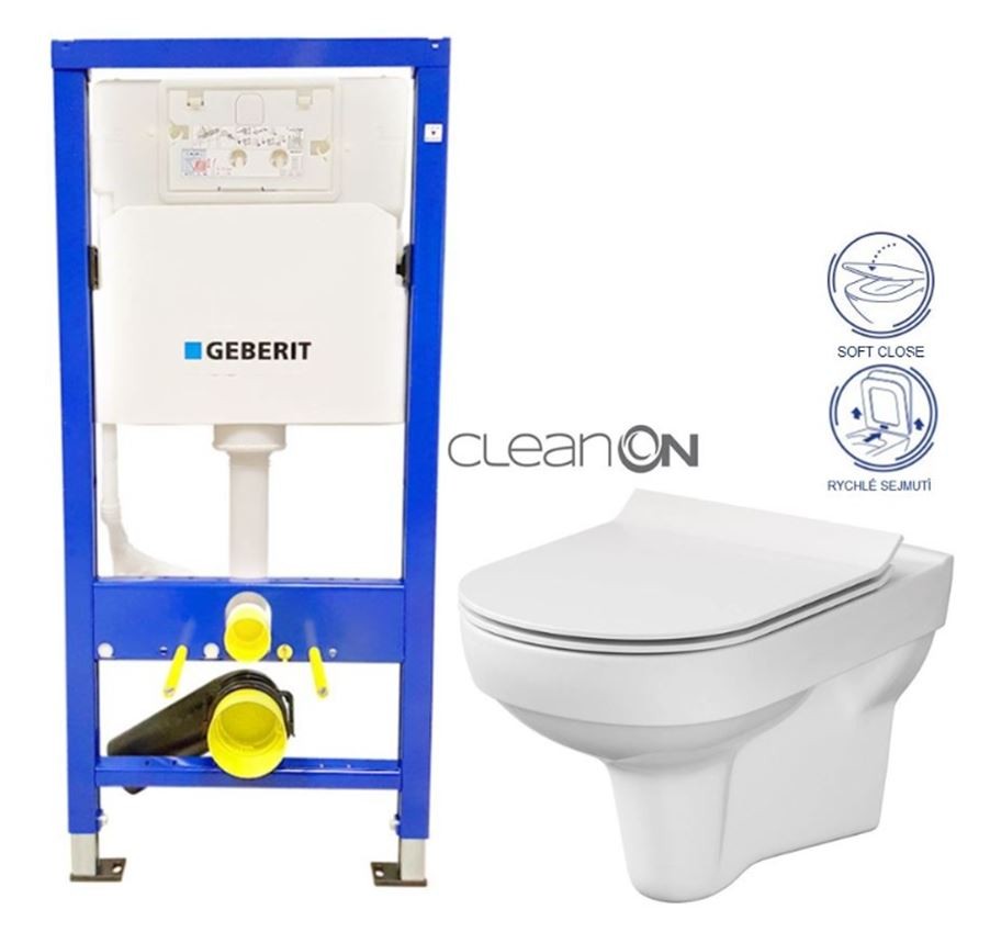 GEBERIT DuofixBasic bez tlačítka + WC CERSANIT CITY NEW CLEANON + WC SEDÁTKO SLIM 458.103.00.1 X CI2