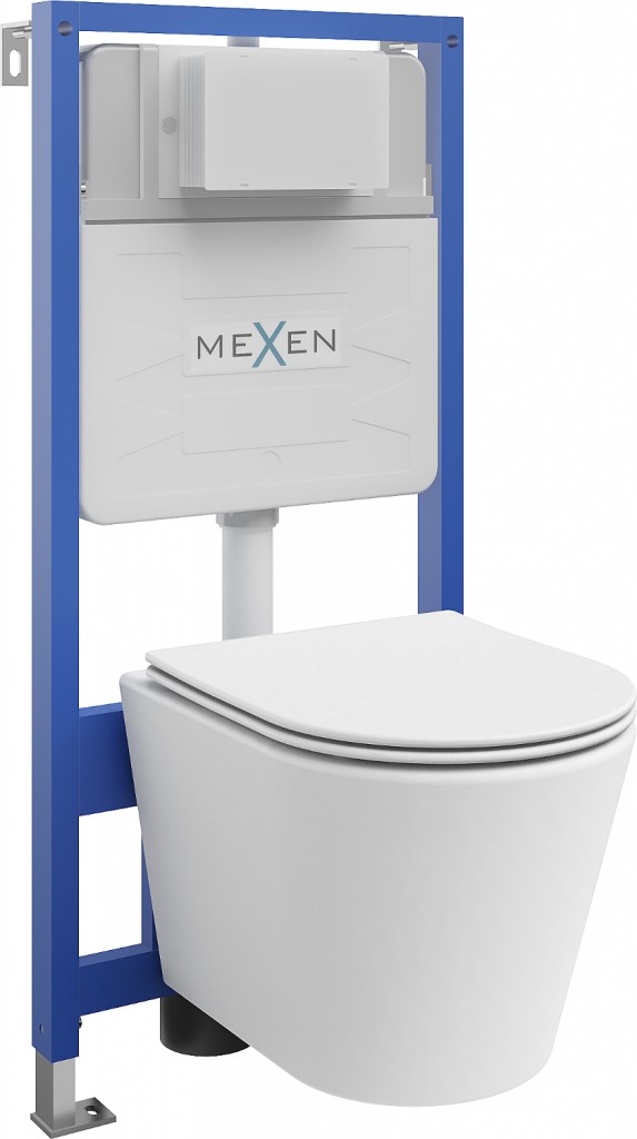 MEXEN/S WC předstěnová instalační sada Fenix Slim s mísou WC Rico + sedátko softclose,  bílá mat 61030724001