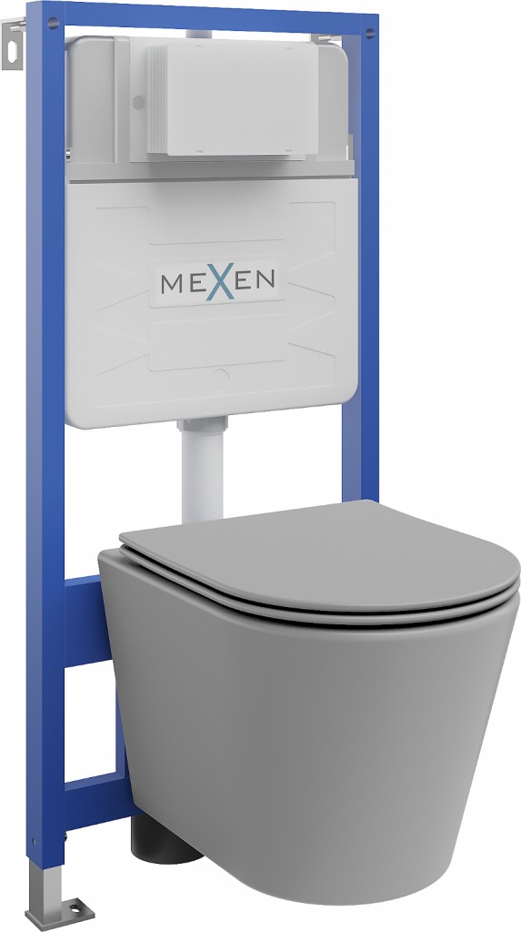 Levně MEXEN/S WC předstěnová instalační sada Fenix Slim s mísou WC Rico + sedátko softclose, světle šedá mat 61030724061