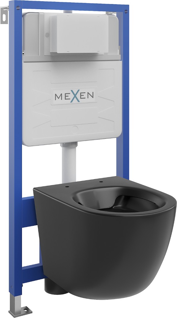 MEXEN/S WC předstěnová instalační sada Fenix Slim s mísou WC Lena,  černá mat 6103322XX85