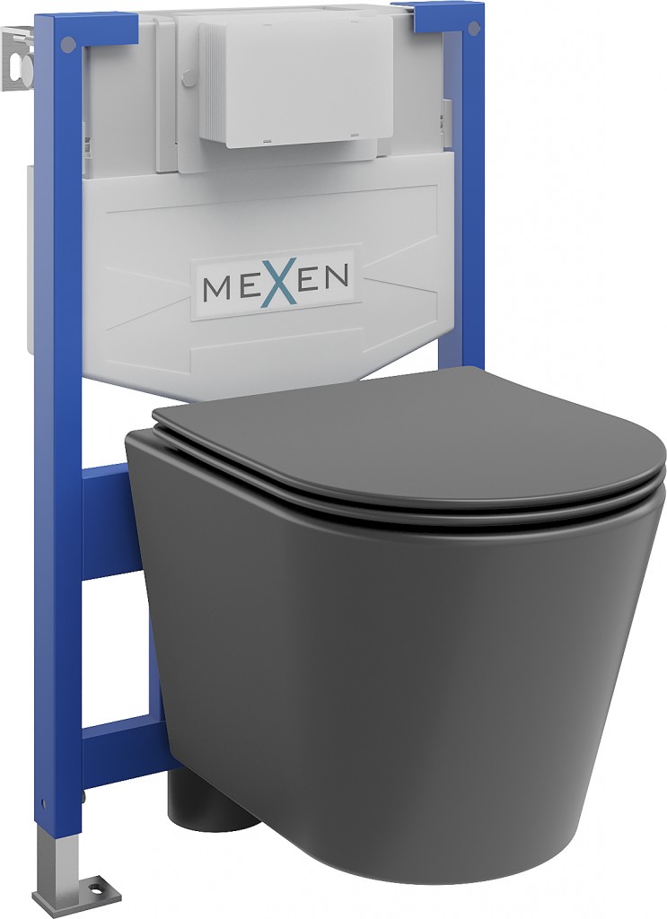 MEXEN/S WC předstěnová instalační sada Fenix XS-F s mísou WC Rico + sedátko softclose, tmavě šedá mat 68030724071