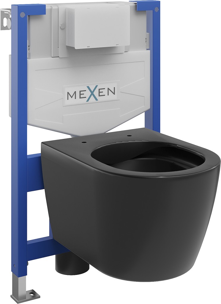 MEXEN/S WC předstěnová instalační sada Fenix XS-F s mísou WC Carmen,  černá mat 6803388XX85