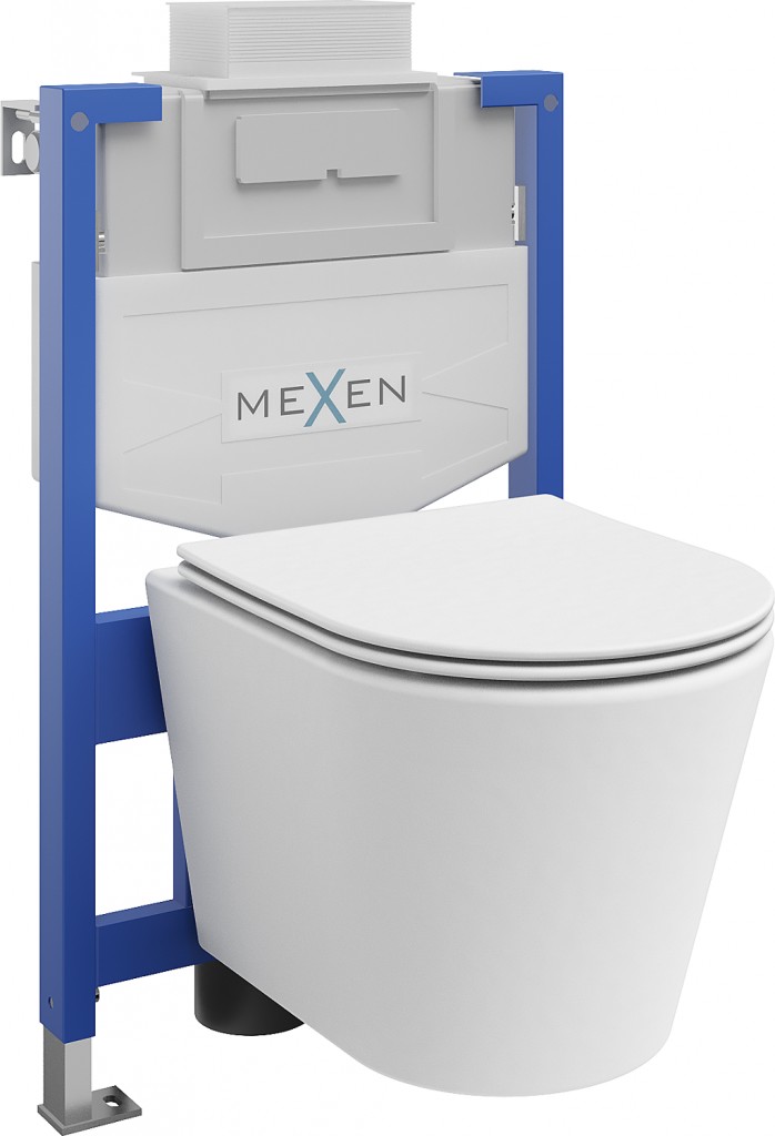 MEXEN/S WC předstěnová instalační sada Fenix XS-U s mísou WC Rico + sedátko softclose,  bílá mat 68530724001