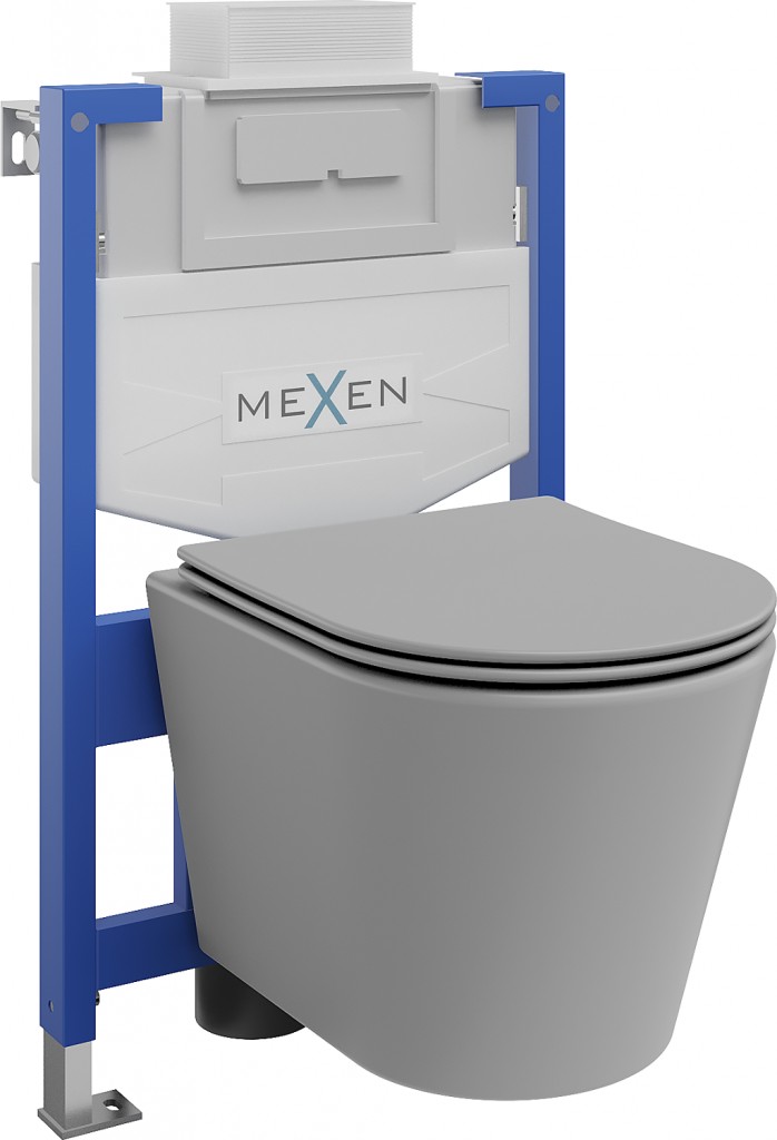 MEXEN/S WC předstěnová instalační sada Fenix XS-U s mísou WC Rico + sedátko softclose, světle šedá mat 68530724061