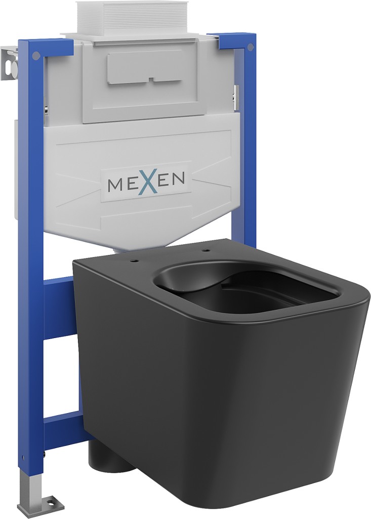 MEXEN/S WC předstěnová instalační sada Fenix XS-U s mísou WC Teo,  černá mat 6853385XX85