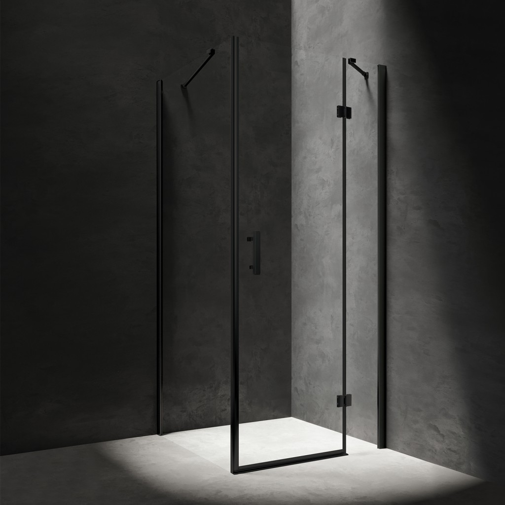 Levně OMNIRES MANHATTAN čtvercový sprchový kout s křídlovými dveřmi, 90 x 90 cm černá mat / transparent /BLMTR/ MH9090BLTR