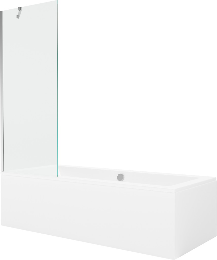 Levně MEXEN/S Cube obdélníková vana 180 x 80 cm s panelem + vanová zástěna 70 cm, transparent, chrom 550518080X9507000001