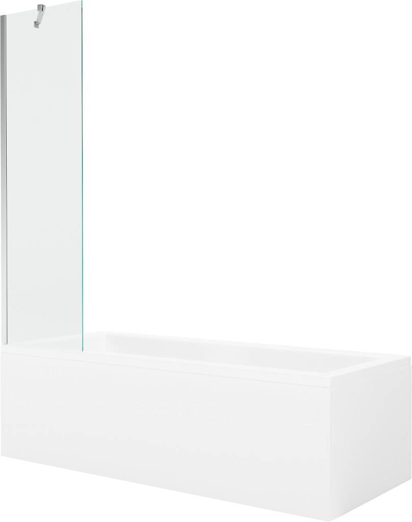 MEXEN/S Cubik obdélníková vana 150 x 70 cm s panelem + vanová zástěna 50 cm, transparent, chrom 550315070X9505000001