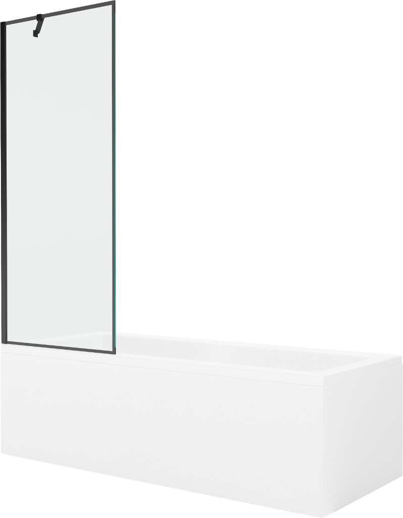 MEXEN/S Cubik obdélníková vana 150 x 70 cm s panelem + vanová zástěna 70 cm, černá vzor 550315070X9507007070