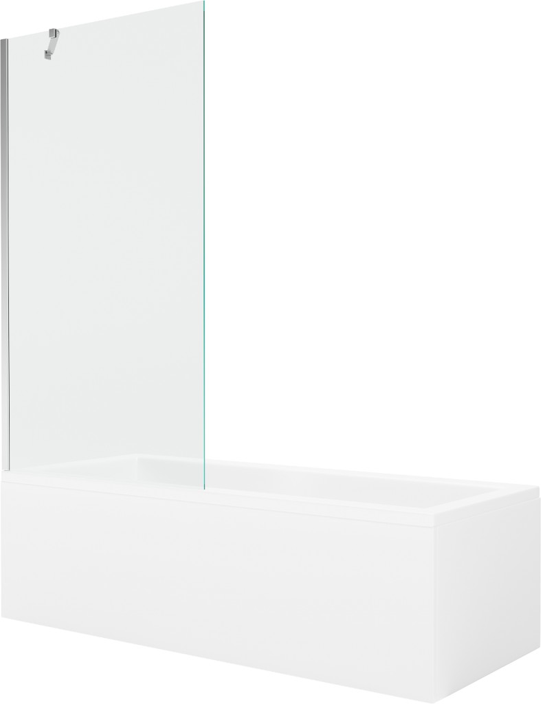 MEXEN/S Cubik obdélníková vana 160 x 70 cm s panelem + vanová zástěna 90 cm, transparent, chrom 550316070X9509000001