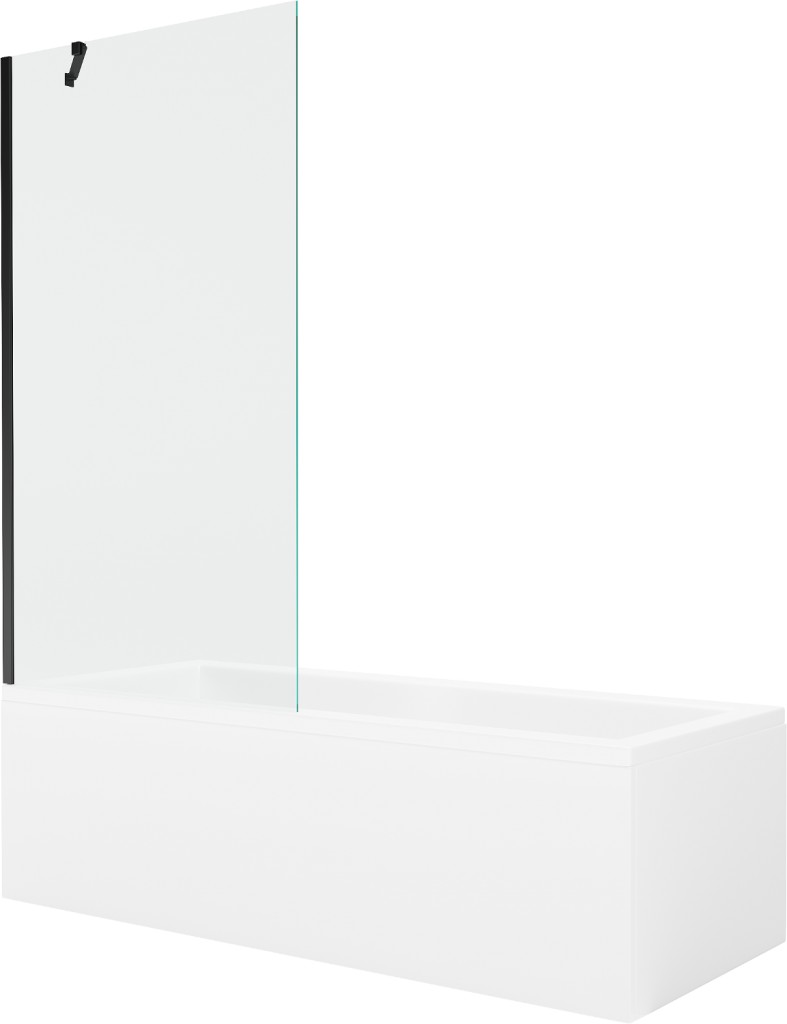 MEXEN/S Cubik obdélníková vana 160 x 70 cm s panelem + vanová zástěna 90 cm, transparent, černá 550316070X9509000070