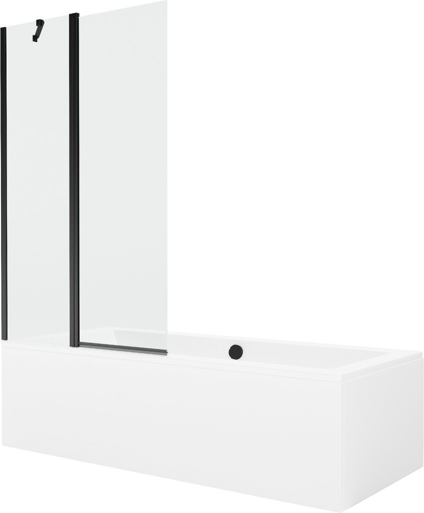 Levně MEXEN/S Cube obdélníková vana 170 x 80 cm s panelem + vanová zástěna 100 cm, transparent, černá 550517080X9410117000