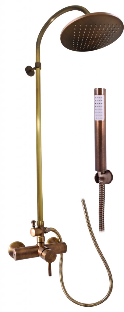SLEZAK-RAV Vodovodní baterie sprchová SEINA s hlavovou a ruční sprchou stará mosaz, Barva: stará mosaz, Rozměr: 150 mm SE982.5/3SM