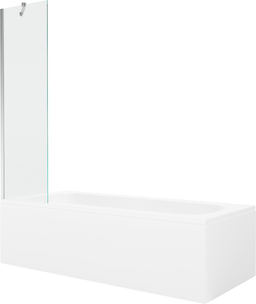 MEXEN/S Vega obdélníková vana 170 x 70 cm s panelem + vanová zástěna 50 cm, transparent, chrom 550117070X9505000001