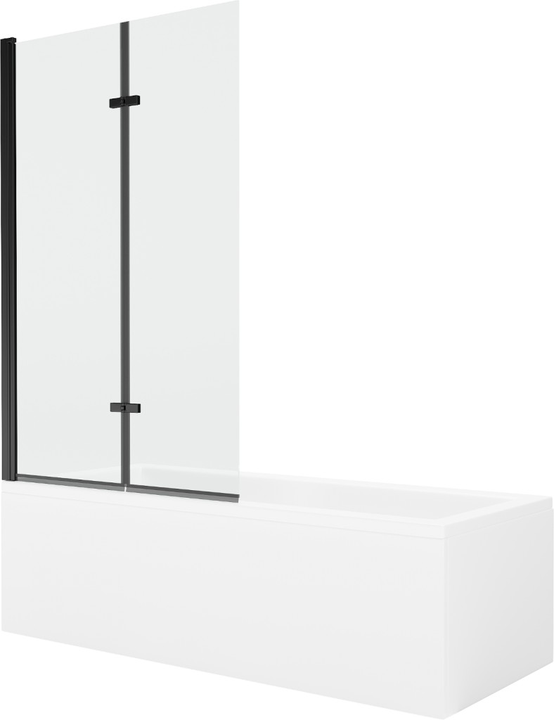 Levně MEXEN/S Cubik obdélníková vana 150 x 70 cm s panelem + vanová zástěna 100 cm, transparent, černá 550315070X9210027000