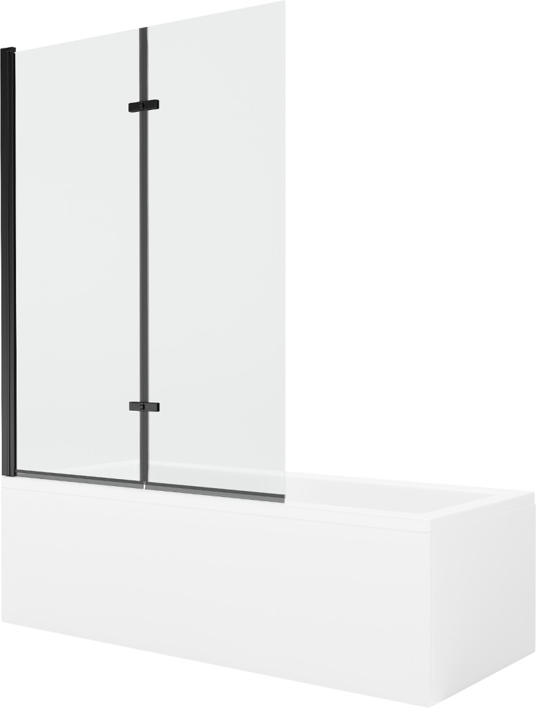 Levně MEXEN/S Cubik obdélníková vana 150 x 70 cm s panelem + vanová zástěna 120 cm, transparent, černá 550315070X9212027000