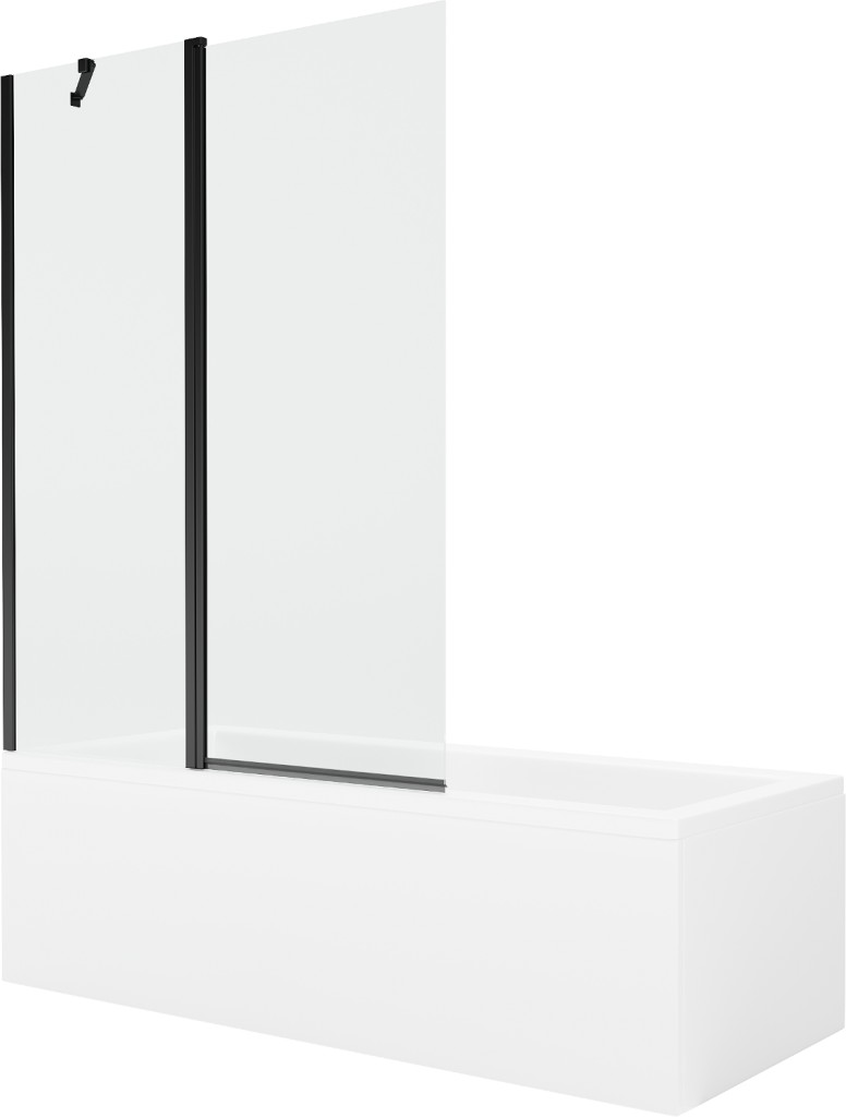 MEXEN/S Cubik obdélníková vana 170 x 70 cm s panelem + vanová zástěna 120 cm, transparent, černá 550317070X9412117000