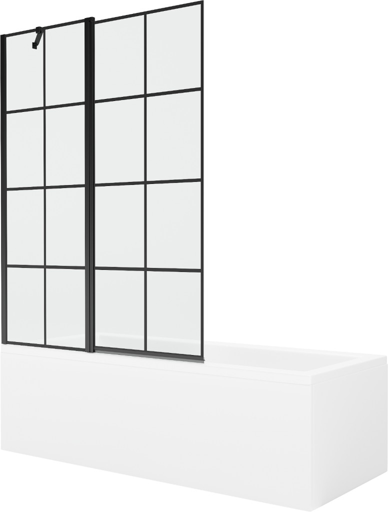 MEXEN/S Cubik obdélníková vana 170 x 70 cm s panelem + vanová zástěna 120 cm, černá vzor 550317070X9412117077