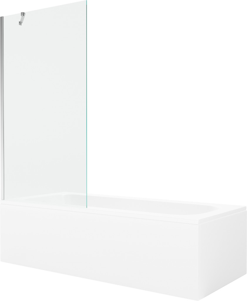 MEXEN/S Vega obdélníková vana 180 x 80 cm s panelem + vanová zástěna 90 cm, transparent, chrom 550118080X9509000001