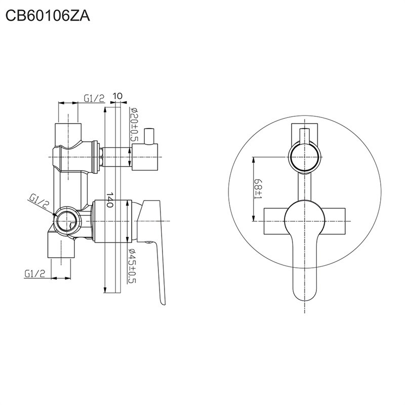 MEREO - Sprchová podomítková baterie s trojcestným přepínačem, Zuna, Mbox, kulatý kryt, chrom (CB60157ZA)