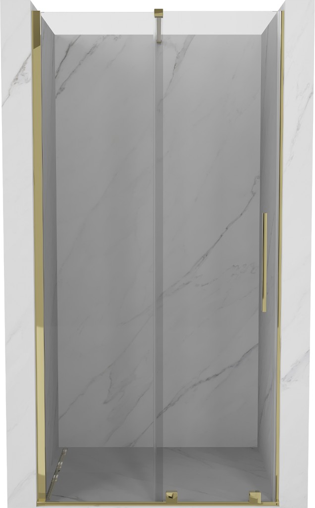 MEXEN/S Velar posuvné sprchové dveře 120, transparent, zlatá 871-120-000-01-50