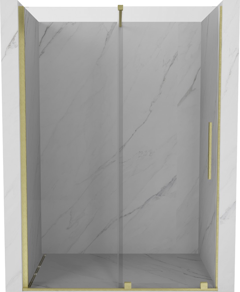 MEXEN/S Velar posuvné sprchové dveře 160, transparent, zlatá kartáčovaná 871-160-000-01-55
