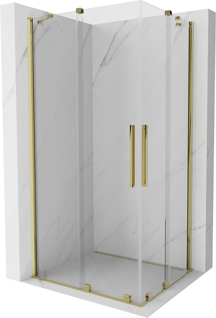 MEXEN/S Velar Duo čtvercový sprchový kout 90 x 80, transparent, zlatá 871-090-080-02-50