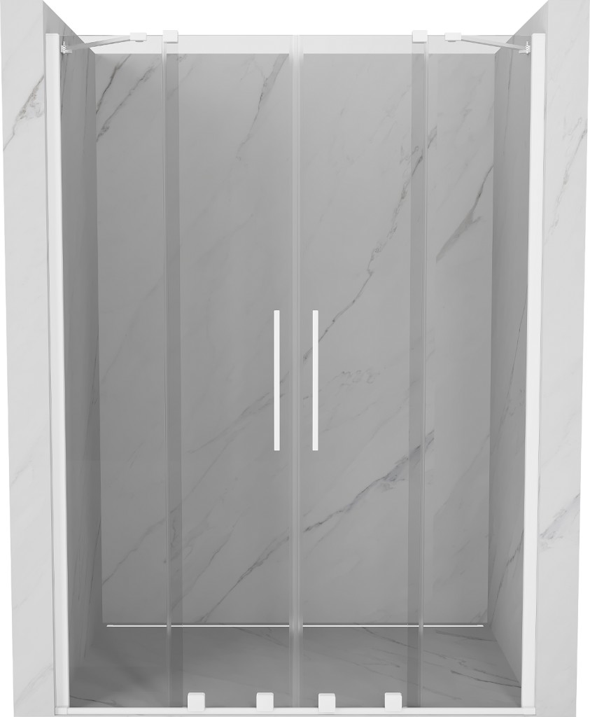 Levně MEXEN/S Velar Duo posuvné sprchové dveře 140, transparent, białe 871-140-000-02-20