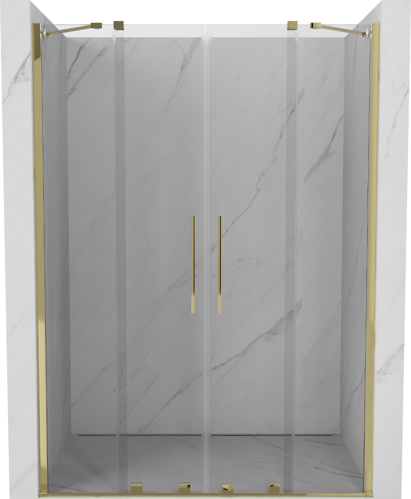 MEXEN/S Velar Duo posuvné sprchové dveře 150, transparent, złote 871-150-000-02-50