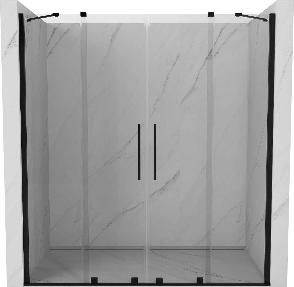 MEXEN/S Velar Duo posuvné sprchové dveře 180, transparent, czarne 871-180-000-02-70