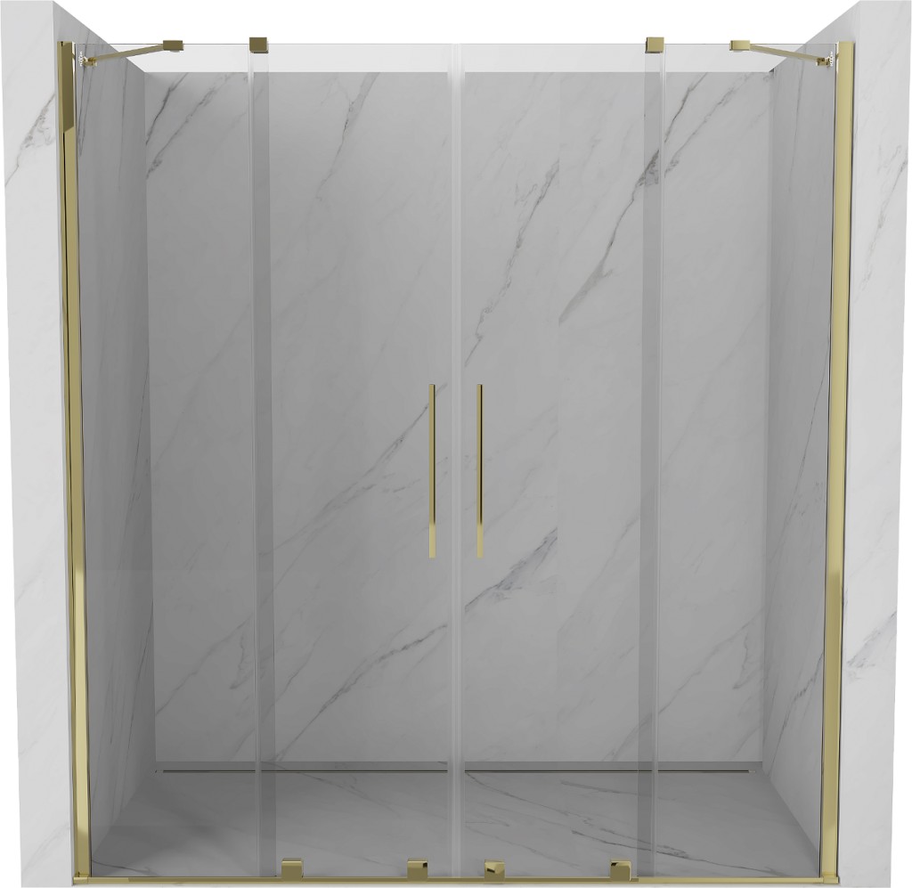 MEXEN/S Velar Duo posuvné sprchové dveře 200, transparent, złote 871-200-000-02-50