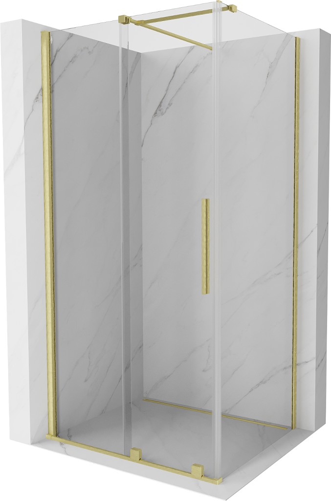 MEXEN/S Velar sprchový kout 90 x 110, transparent, zlatá kartáčovaná 871-090-110-01-55